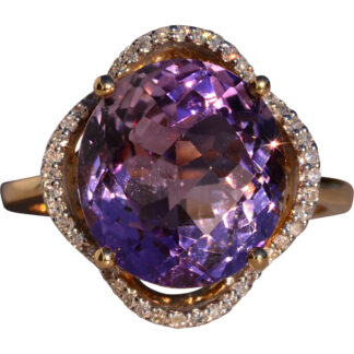 SOLD - The 17th Avenue: Oval Checkerboard Cut Amethyst and Diamond Cocktail Ring