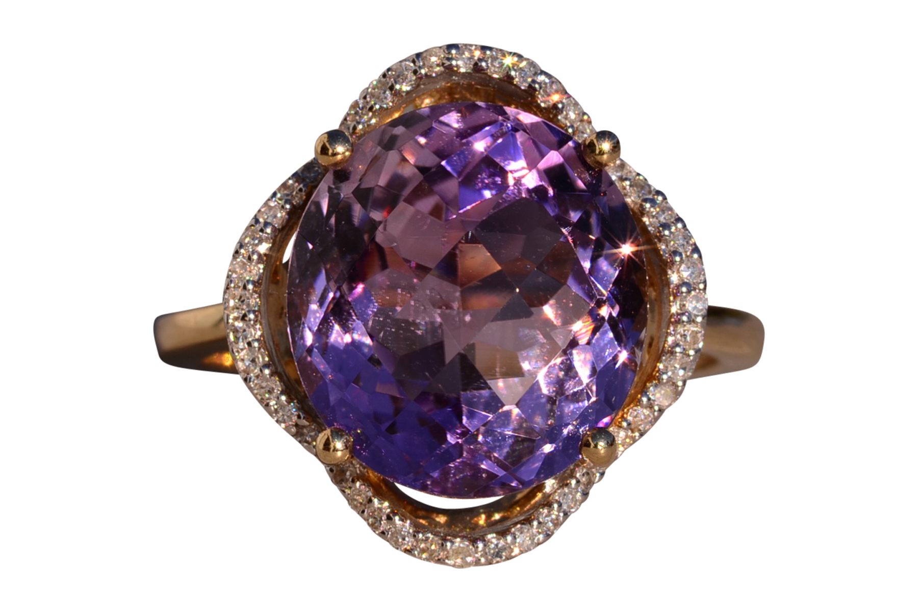 SOLD - The 17th Avenue: Oval Checkerboard Cut Amethyst and Diamond Cocktail Ring
