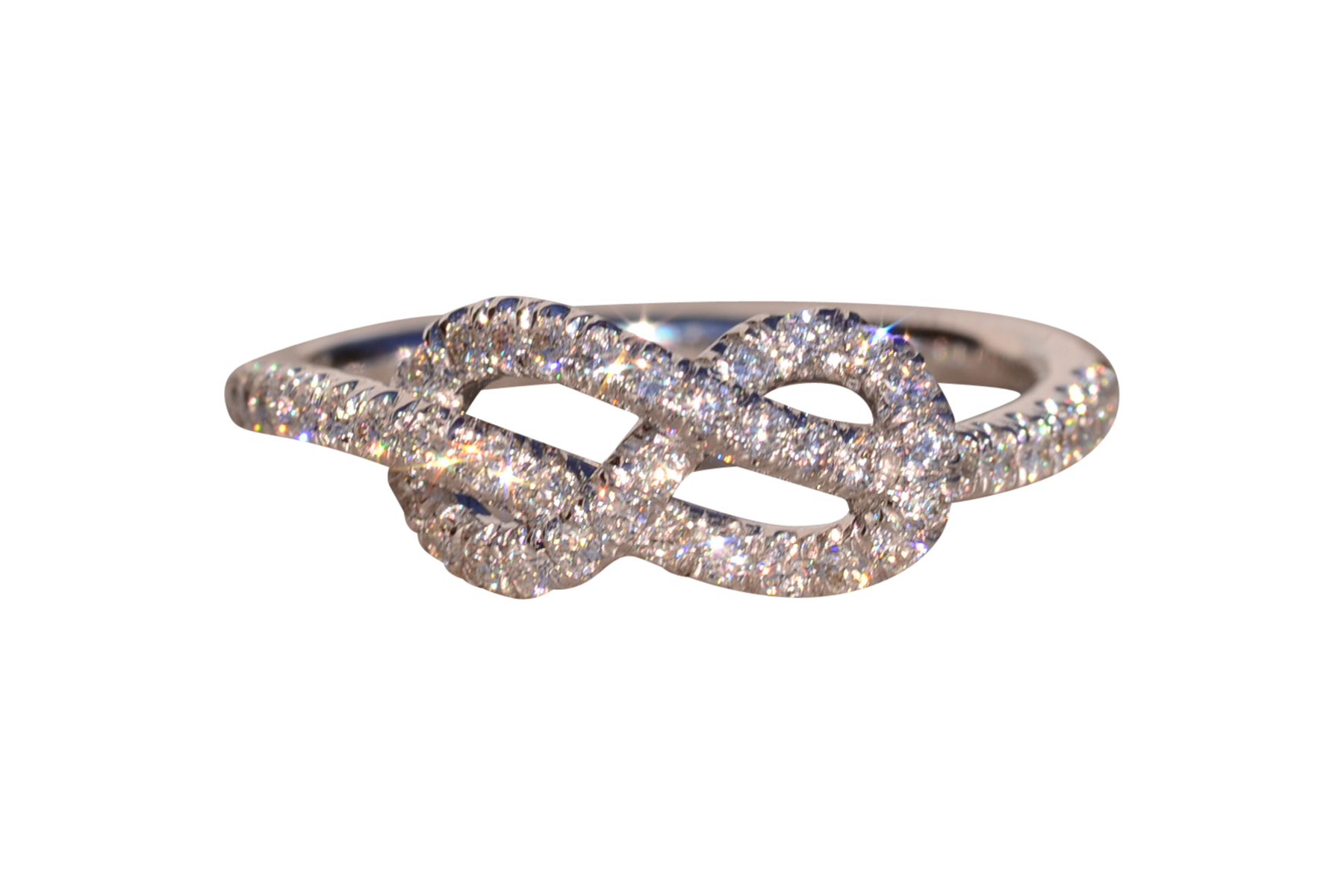 SOLD - The 52nd Avenue: Gabriel & Company White Gold Diamond Knot Ring