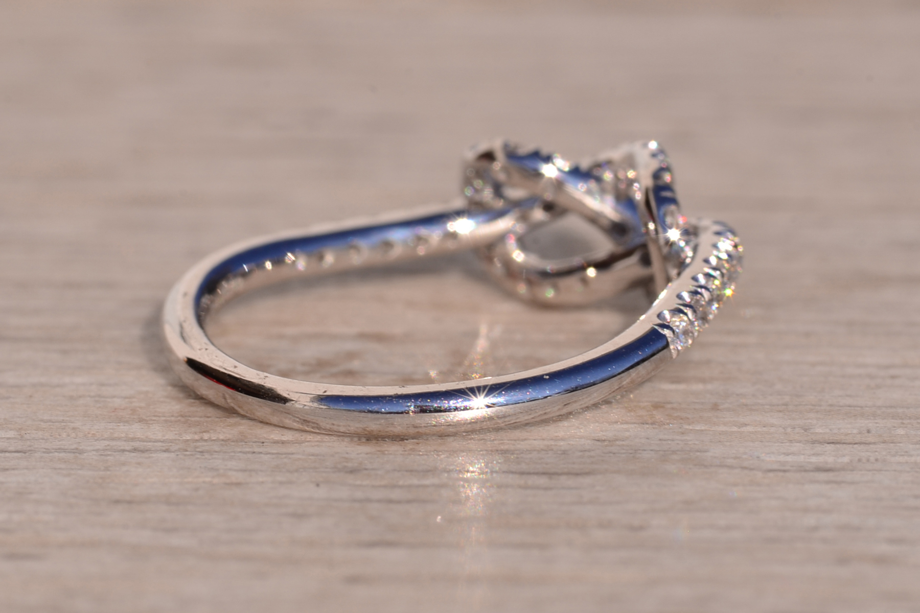SOLD - The 52nd Avenue: Gabriel & Company White Gold Diamond Knot Ring - Image 5