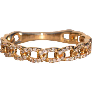 SOLD - The 8th Avenue: Yellow Gold Curb Link Ring with Natural Diamonds