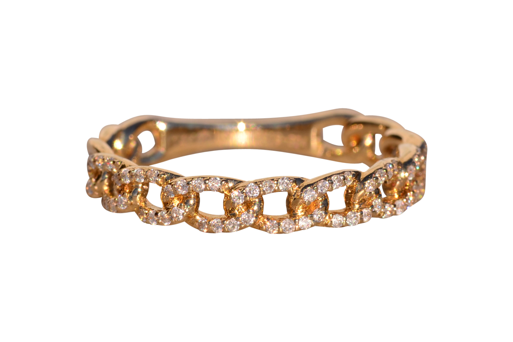 SOLD - The 8th Avenue: Yellow Gold Curb Link Ring with Natural Diamonds