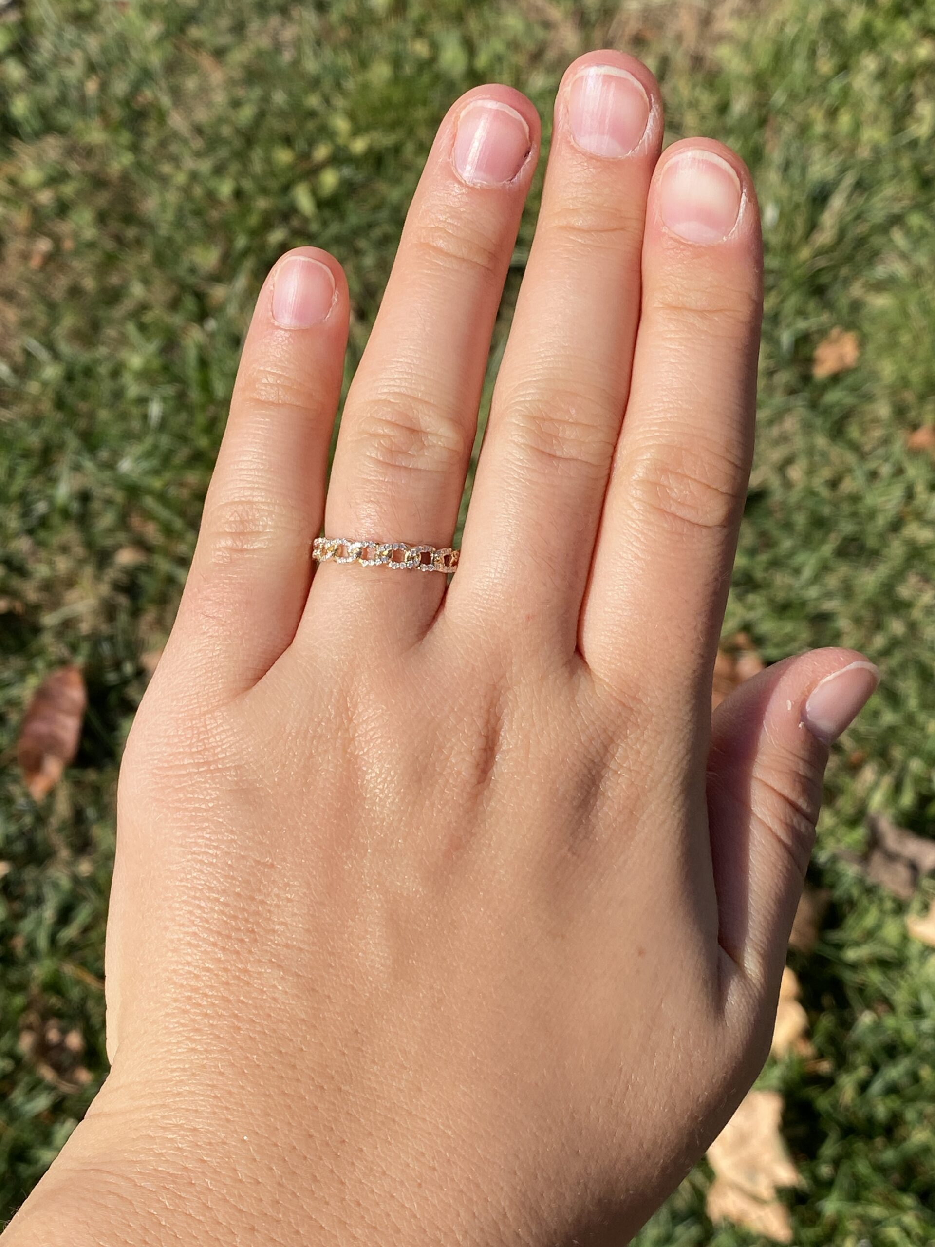 SOLD - The 8th Avenue: Yellow Gold Curb Link Ring with Natural Diamonds - Image 8