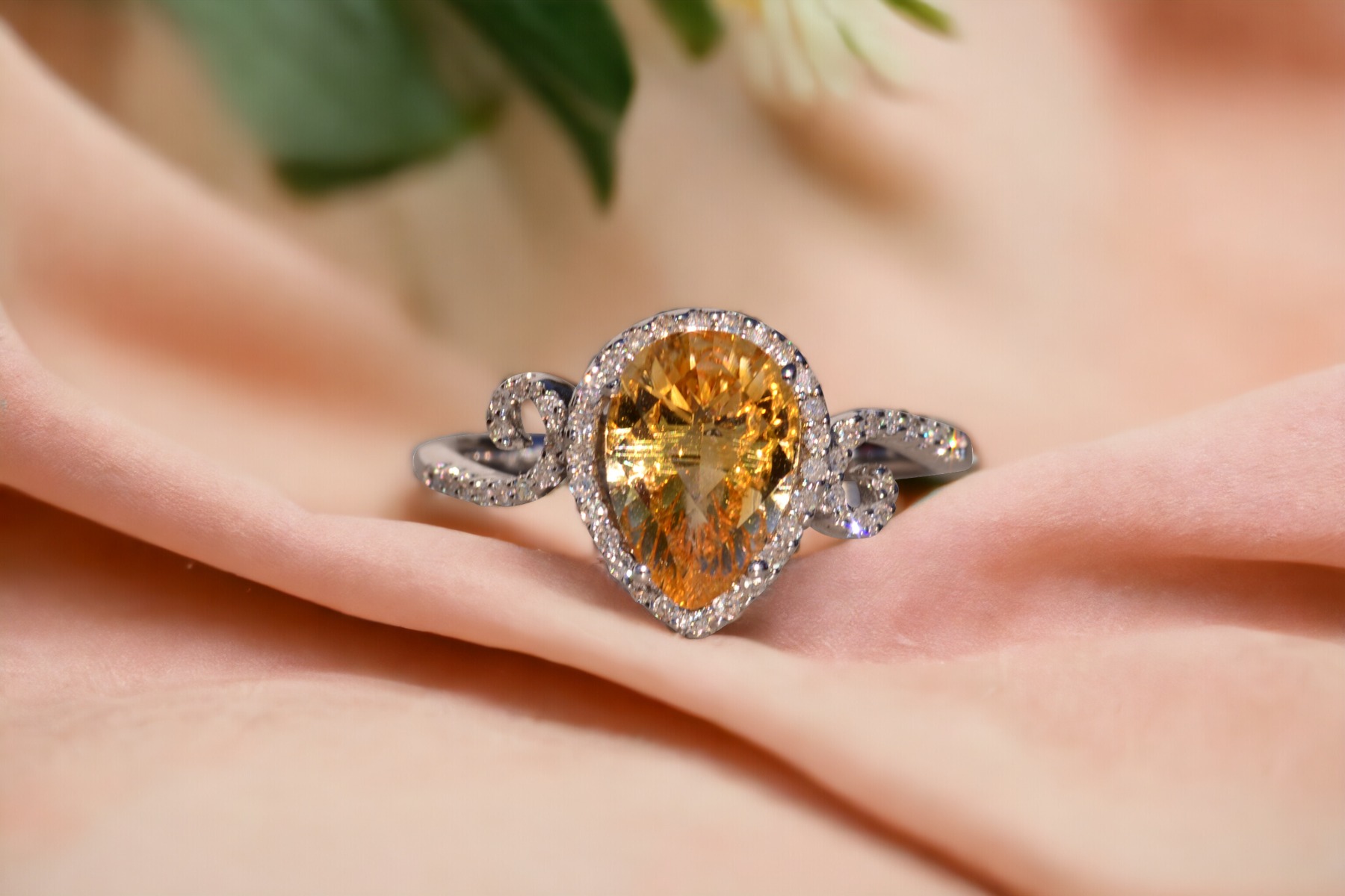The 34th Avenue: Checkerboard Citrine and Natural Diamond Ring in White Gold - Image 12