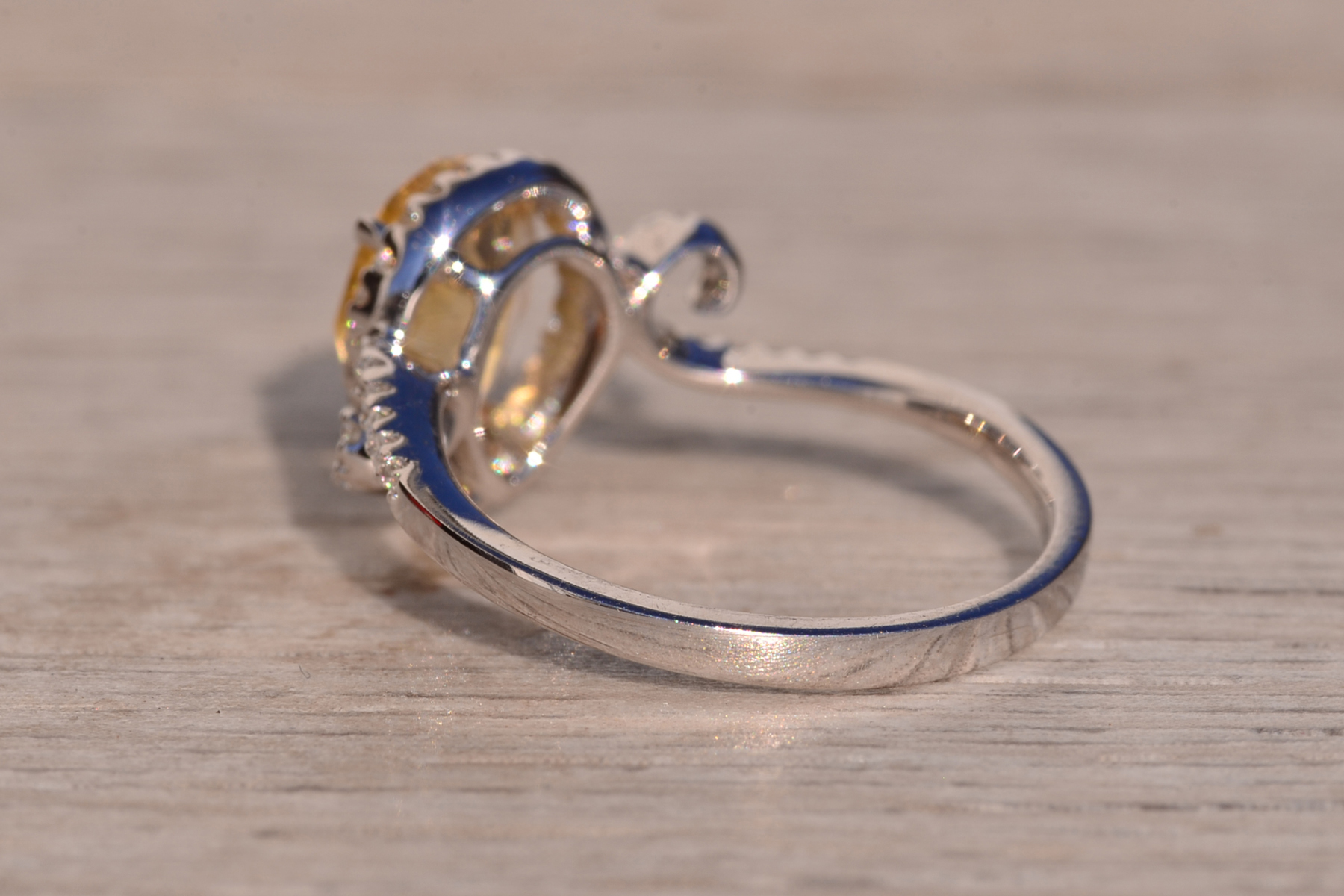 The 34th Avenue: Checkerboard Citrine and Natural Diamond Ring in White Gold - Image 4