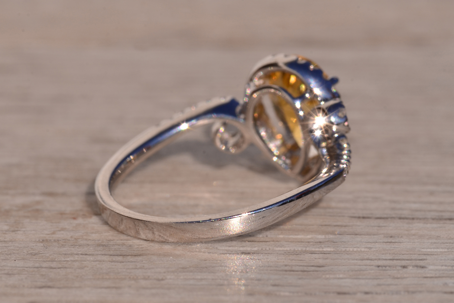 The 34th Avenue: Checkerboard Citrine and Natural Diamond Ring in White Gold - Image 5