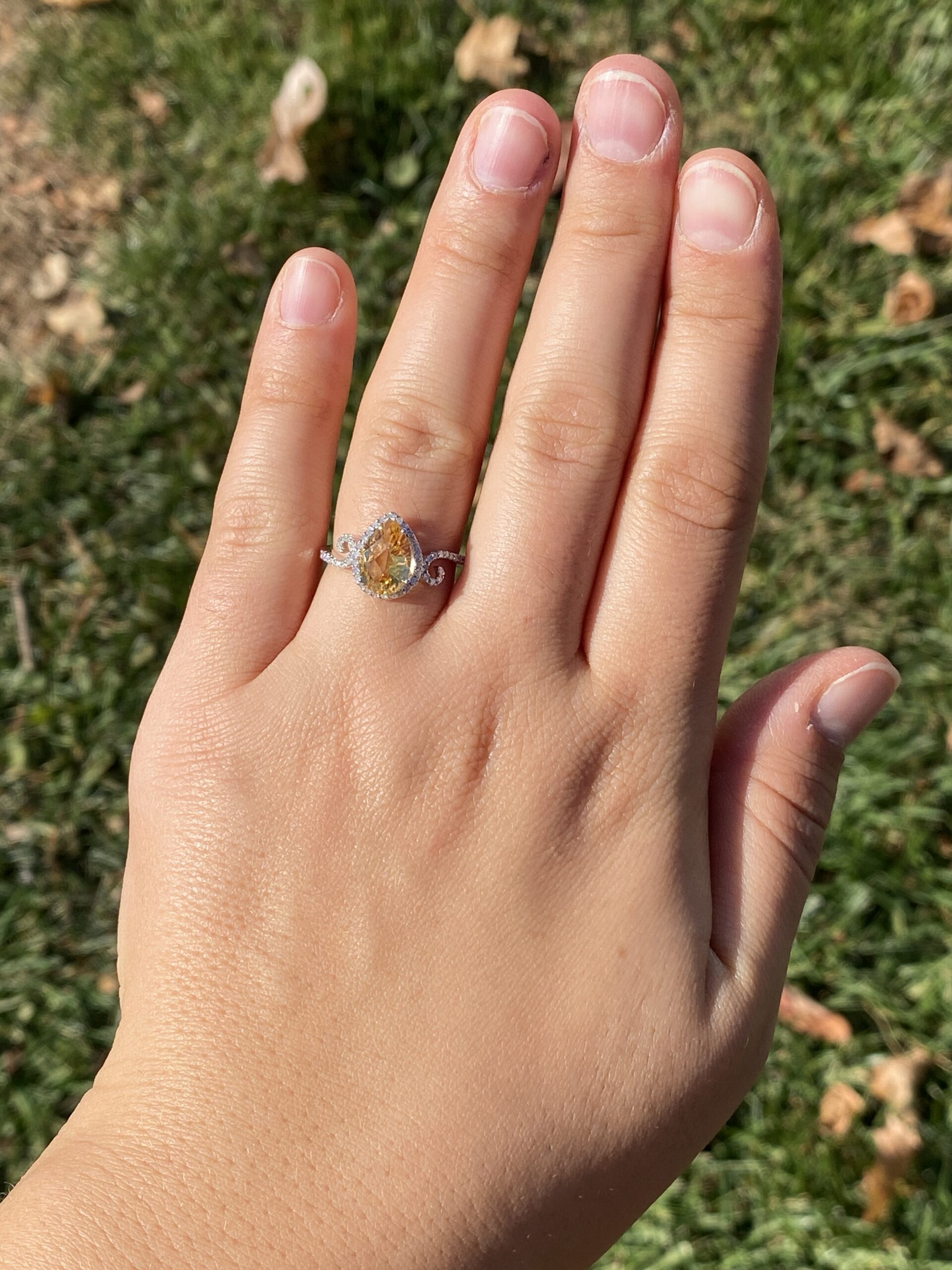 The 34th Avenue: Checkerboard Citrine and Natural Diamond Ring in White Gold - Image 9