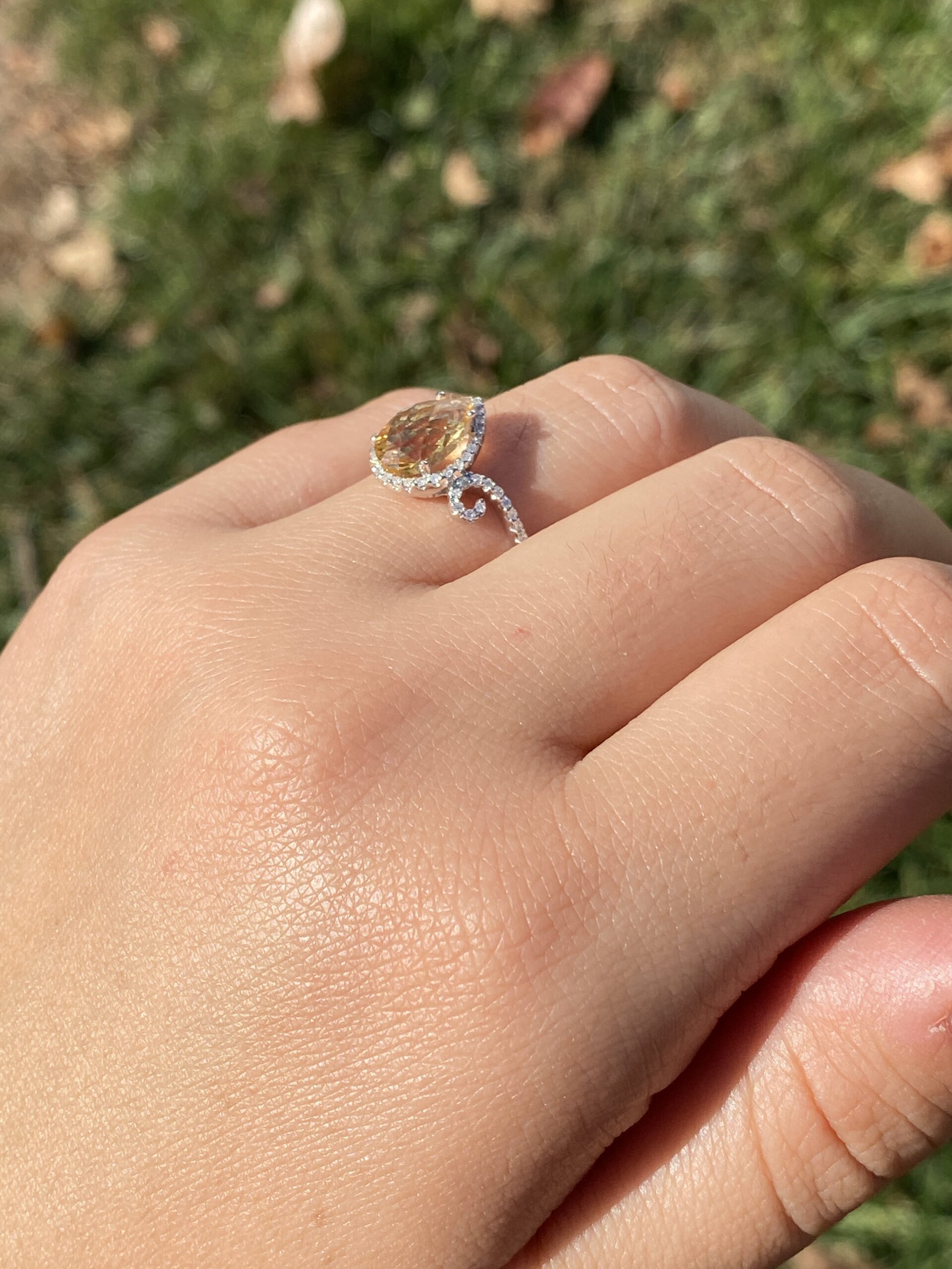 The 34th Avenue: Checkerboard Citrine and Natural Diamond Ring in White Gold - Image 11