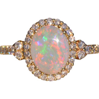 The 65th Avenue: Australian Opal and Diamond Ring in Yellow Gold