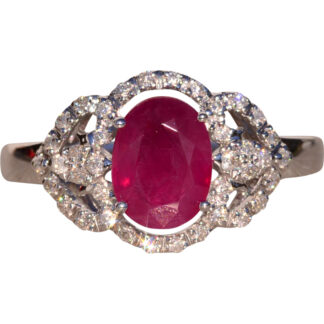 The 4th Avenue: Ruby and Diamond Ring in White Gold