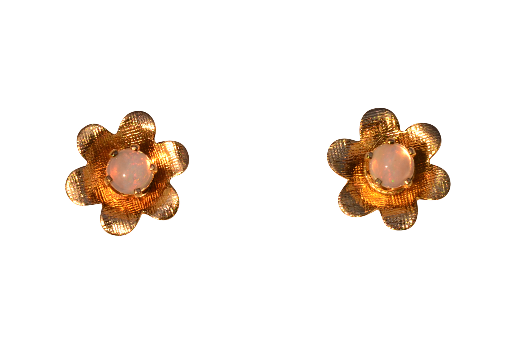 The 53rd Avenue: Australian Opal Flower Studs in Yellow Gold