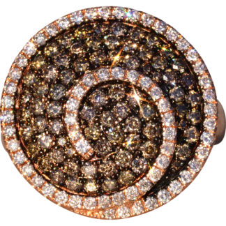 The 16th Avenue: Colored Diamond and White Diamond Spiral Ring