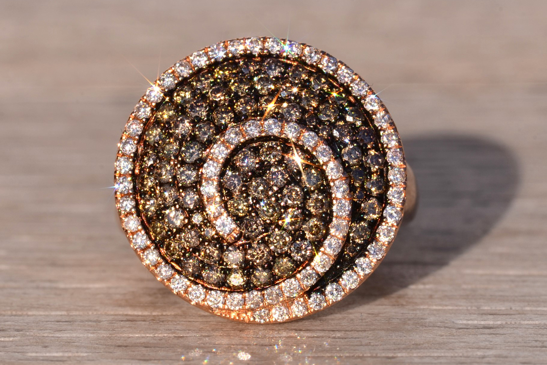 The 16th Avenue: Colored Diamond and White Diamond Spiral Ring - Image 2