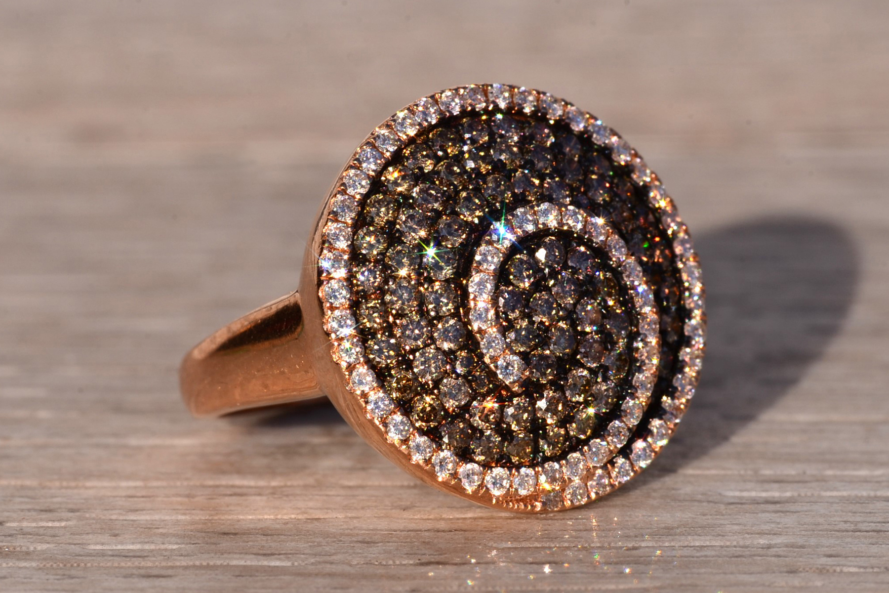 The 16th Avenue: Colored Diamond and White Diamond Spiral Ring - Image 6