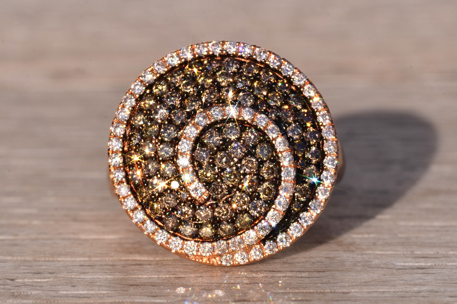 The 16th Avenue: Colored Diamond and White Diamond Spiral Ring - Image 7
