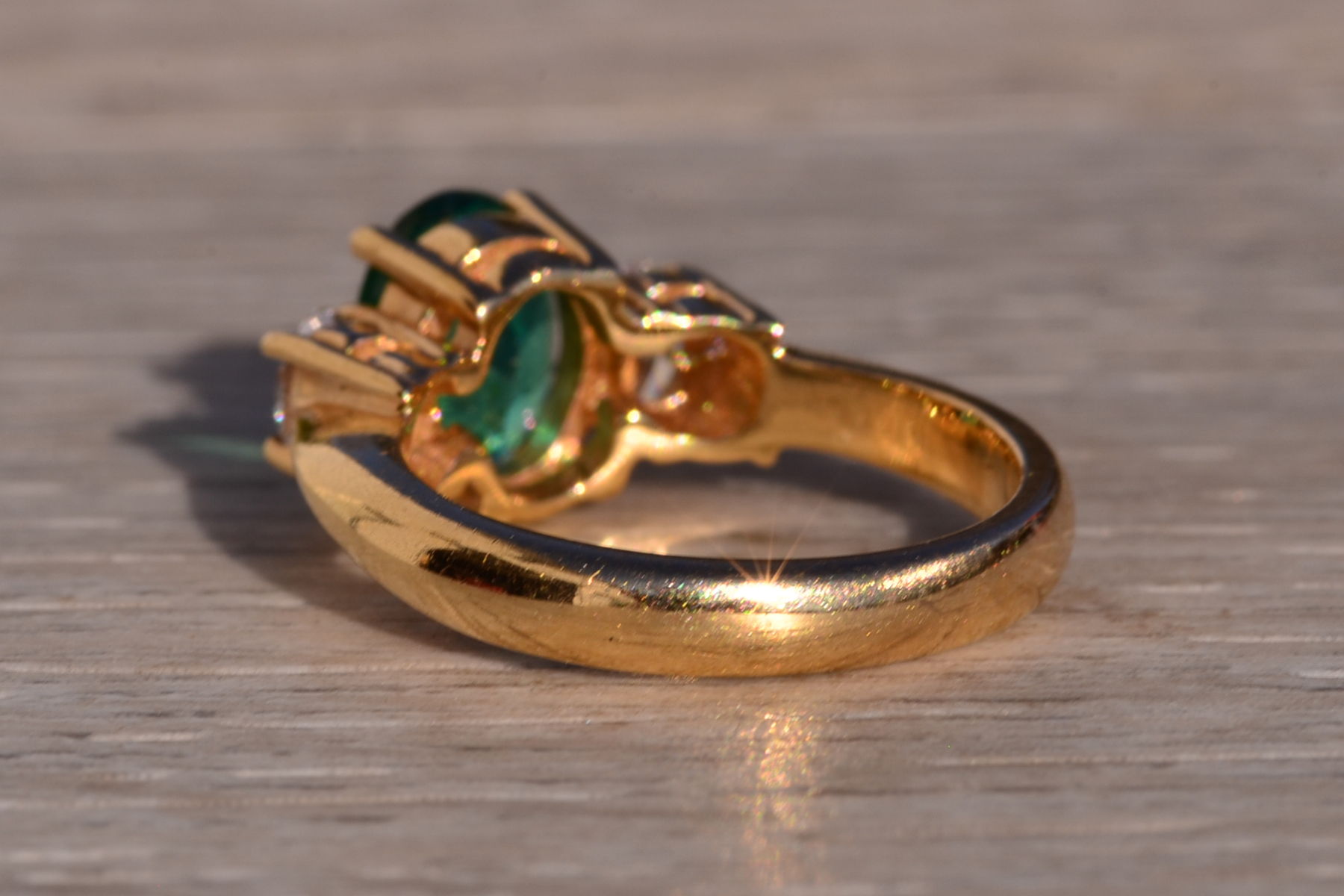 The 43rd Avenue: Tourmaline and Diamond Ring in Yellow Gold - Image 4