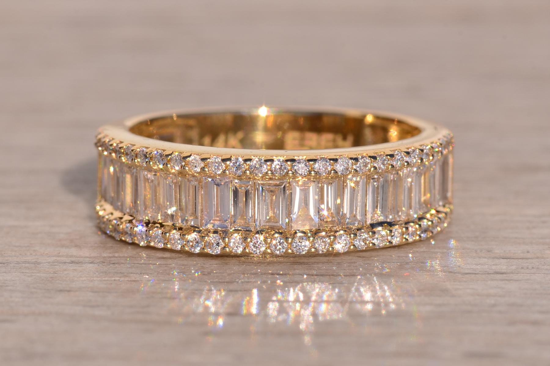 The 67th Avenue: Effy Signed Straight Baguette and Round Brilliant Cut Natural Diamond Band - Image 2