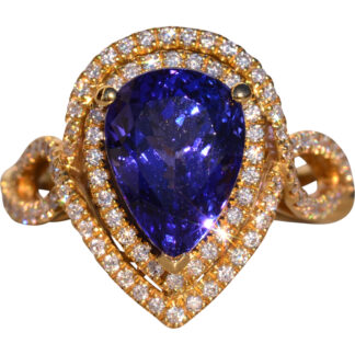 The 35th Avenue: Pear Shaped Tanzanite and Diamond Double Halo Ring