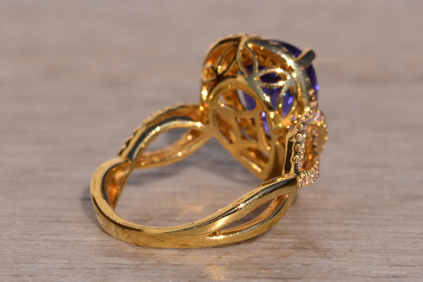 The 35th Avenue: Pear Shaped Tanzanite and Diamond Double Halo Ring - Image 5