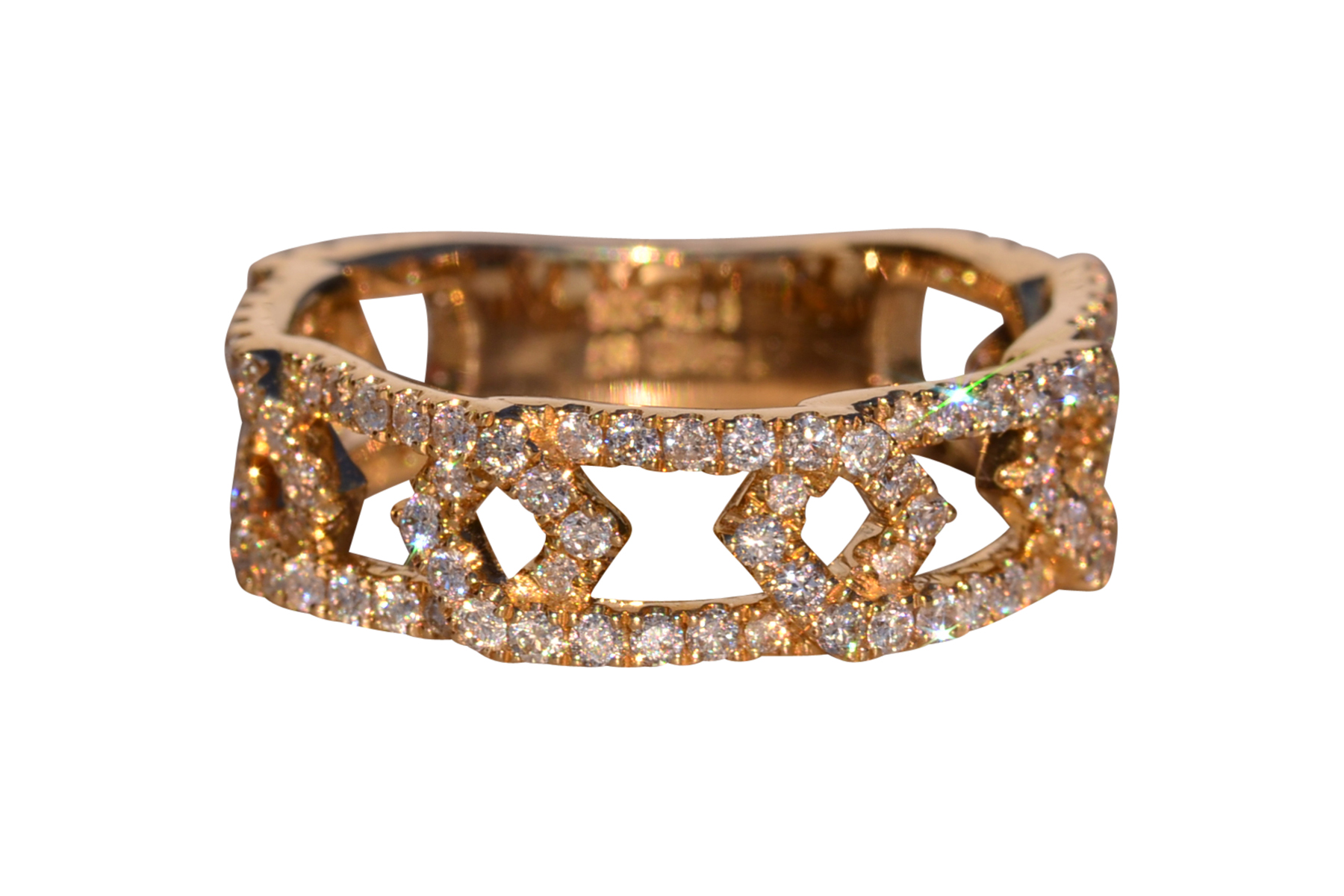 The 44th Avenue: Diamond Set Curb Link Ring in Yellow Gold
