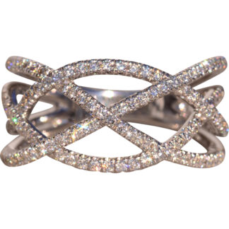 The Lusso: Gabriel and Company Lusso Weaved Diamond Ring in White Gold