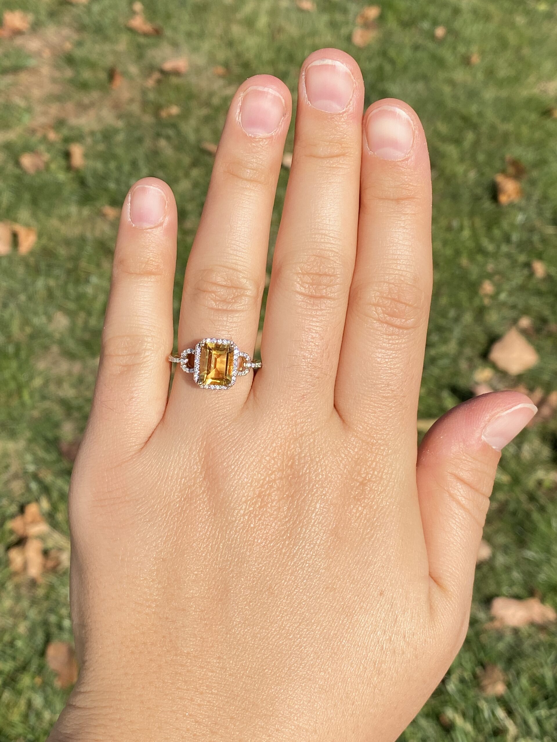 The 9th Avenue: Natural Citrine and Diamond Halo Ring in Yellow Gold - Image 8