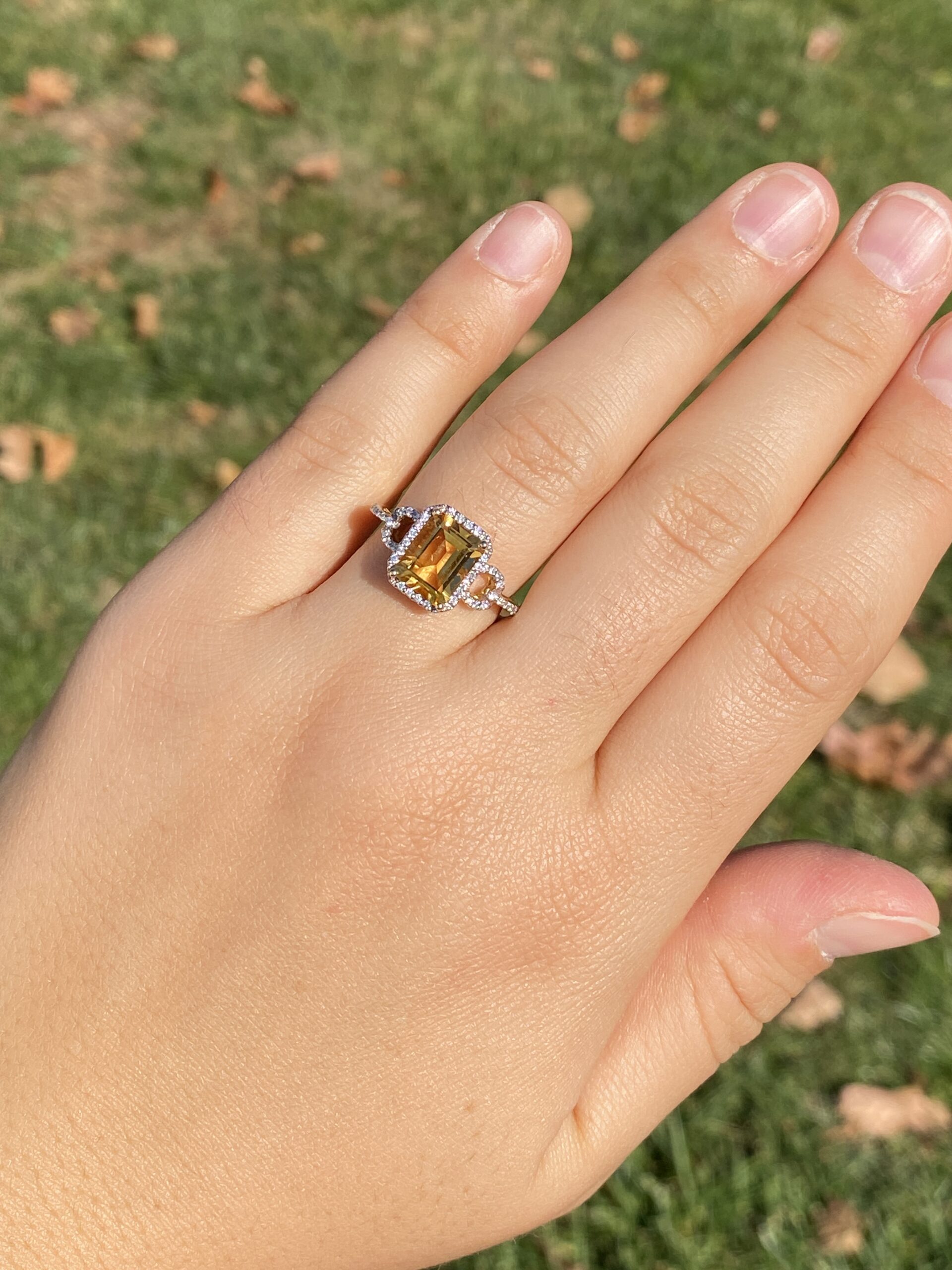 The 9th Avenue: Natural Citrine and Diamond Halo Ring in Yellow Gold - Image 9