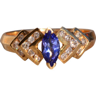 The 12th Avenue: Marquise Tanzanite and Diamond Ring in Yellow Gold