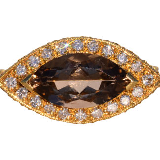 The 41st Avenue: Sophia Signed Smokey Quartz and Diamond Halo Ring East to West