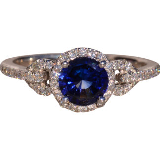The 13th Avenue:  Sapphire and Natural Diamond Ring in White Gold