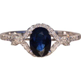The 3rd Avenue: Natural Blue Sapphire Ring with Diamonds in White Gold