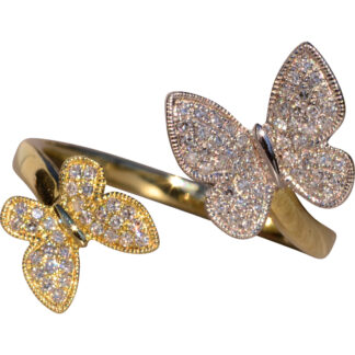 The 5th Avenue: Butterfly Bypass Ring in White and Yellow Gold