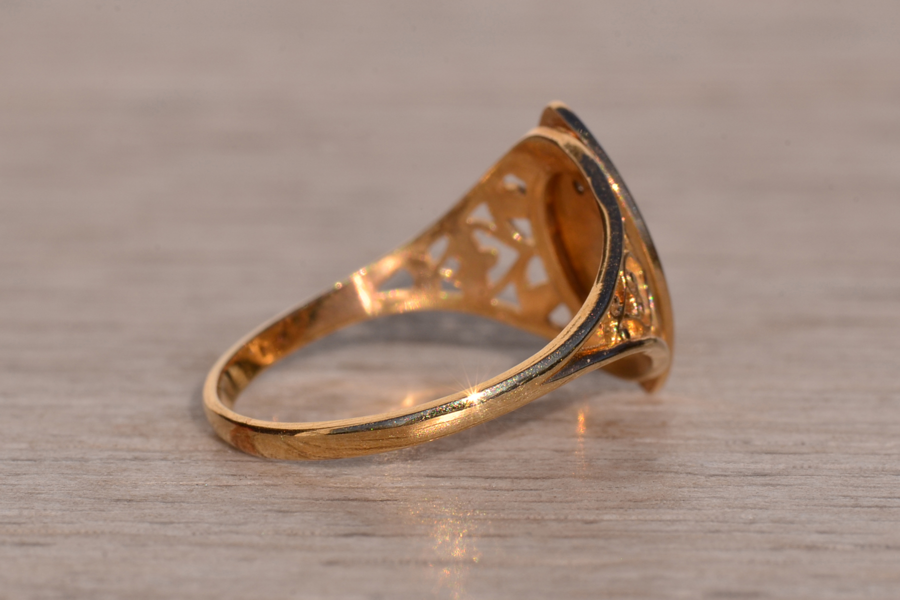 The 19th Avenue: Navette Shaped Signet Ring with Natural Diamond - Image 5