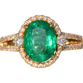 The 72nd Avenue: Outstanding Natural Emerald and Diamond Ring in Yellow Gold