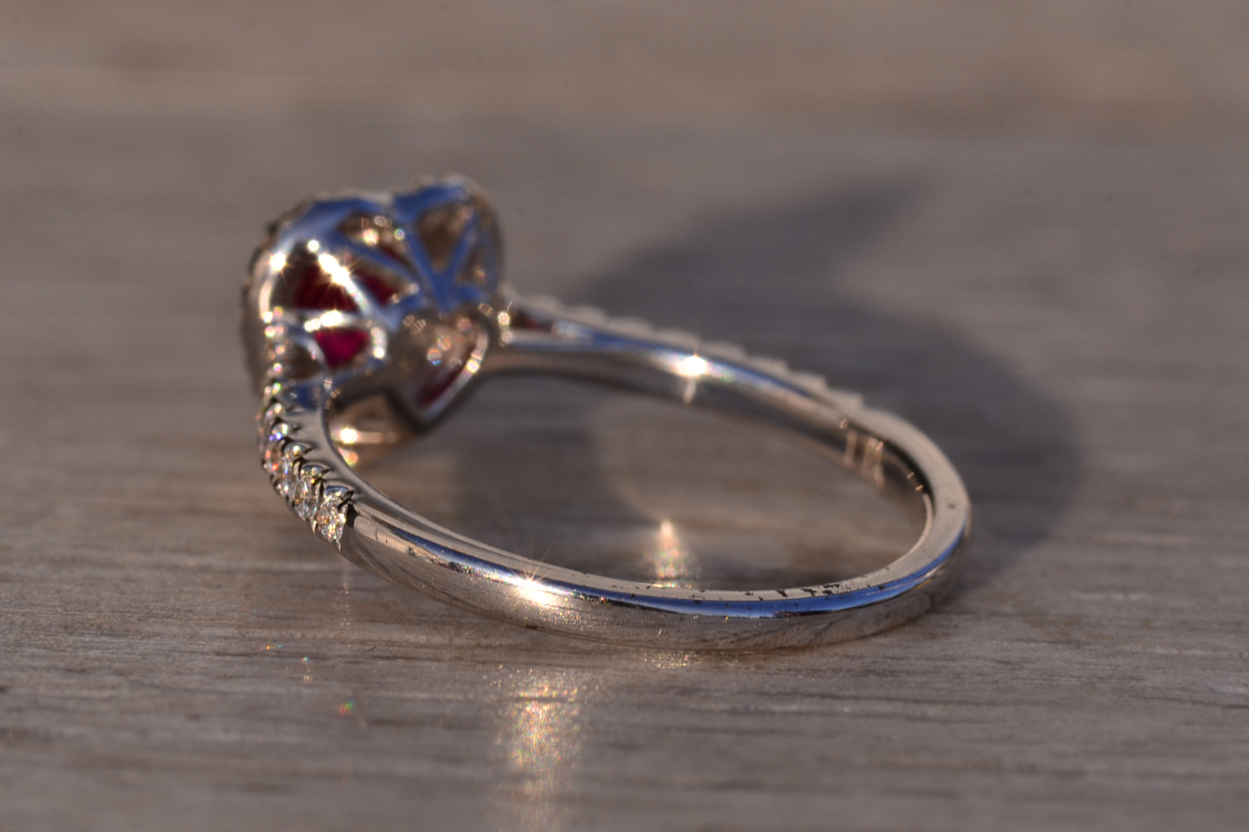 The 87th Avenue: Heart Shaped Natural Ruby and Double Halo Natural Diamond Ring - Image 4