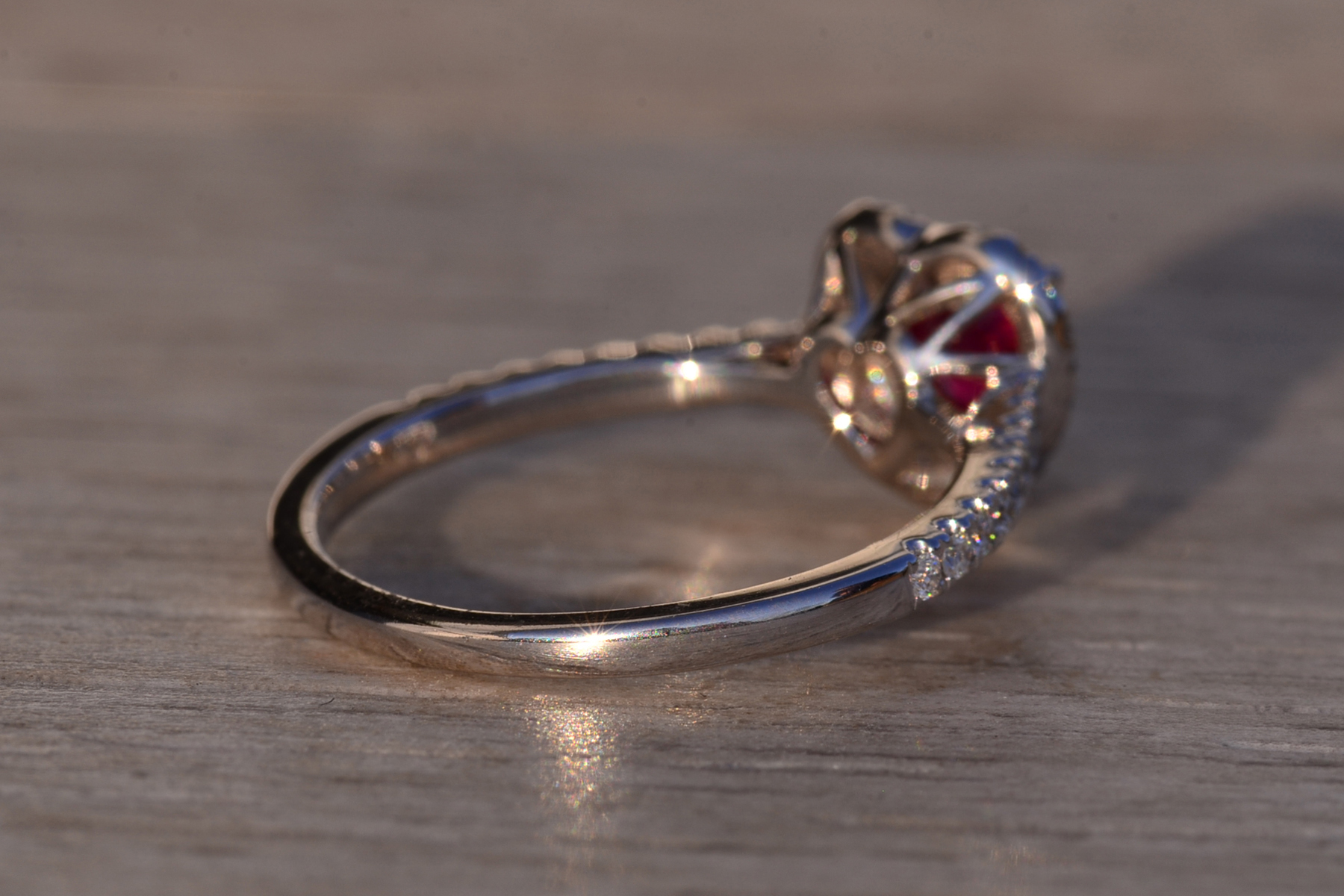 The 87th Avenue: Heart Shaped Natural Ruby and Double Halo Natural Diamond Ring - Image 5
