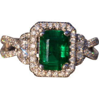 The 74th Avenue: Emerald and Diamond Ring in White Gold