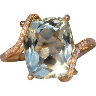The 91st Avenue: Effy Signed Praisiolite and Natural Diamond Ring in Yellow Gold