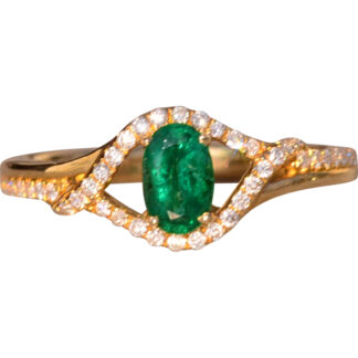 The 86th Avenue: Natural Emerald and Diamond Ring in Yellow Gold