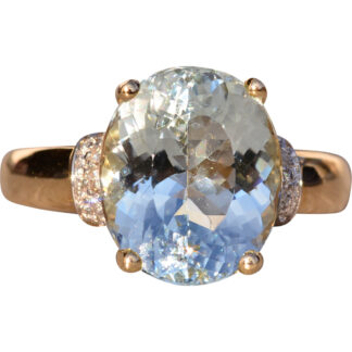 The 102nd Avenue: Aquamarine and Natural Diamond Ring in Yellow Gold