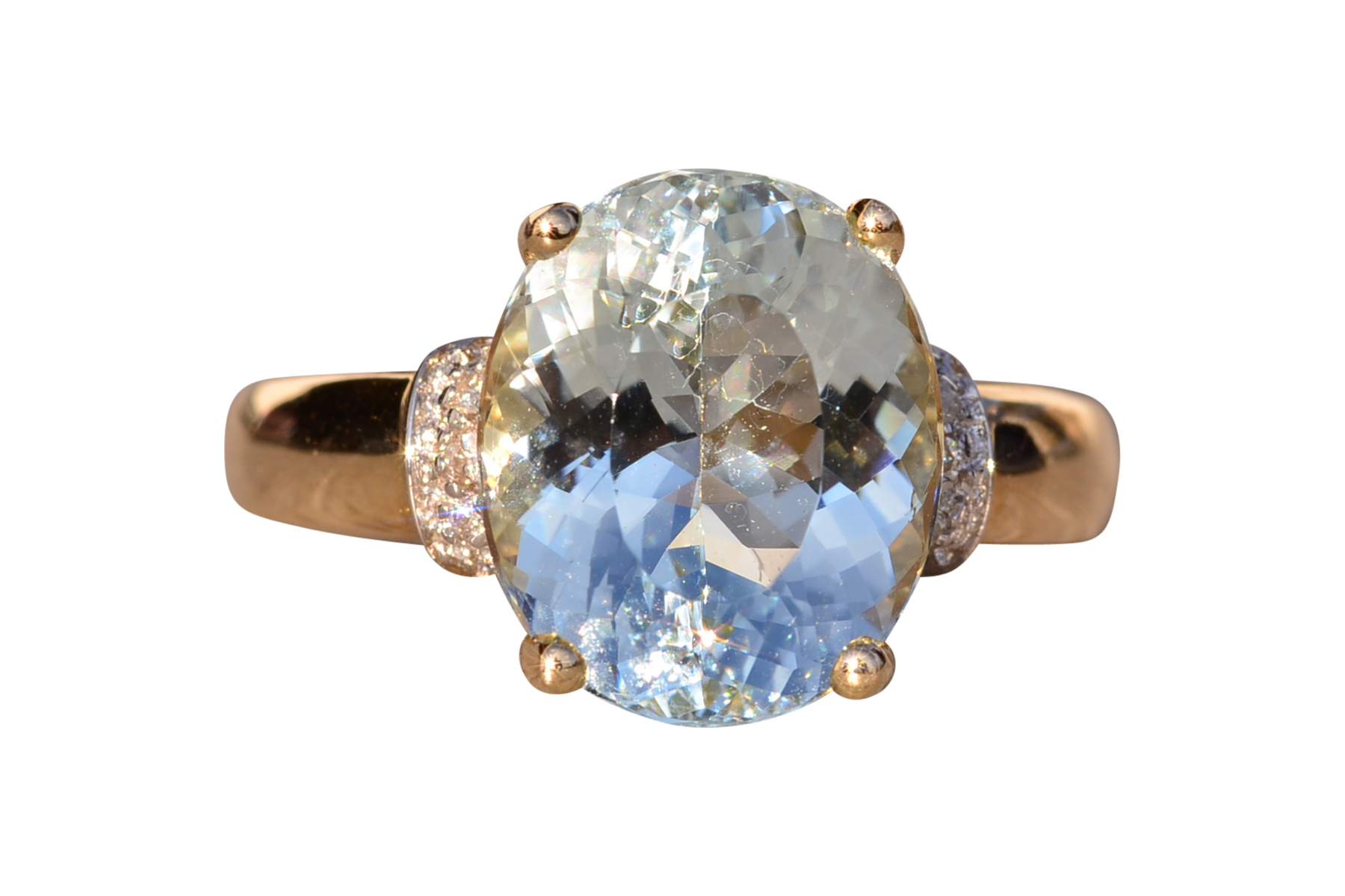 The 102nd Avenue: Aquamarine and Natural Diamond Ring in Yellow Gold