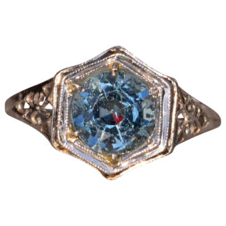The 94th Avenue: Antique Art Deco Ring with Natural Aquamarine Center