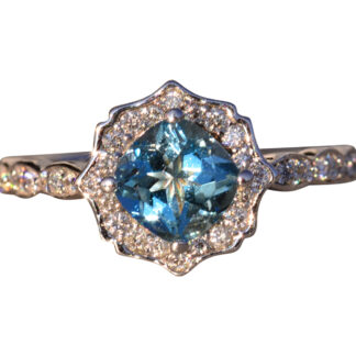 The 104th Avenue:  Blue Topaz and Natural Diamond Ring in White Gold