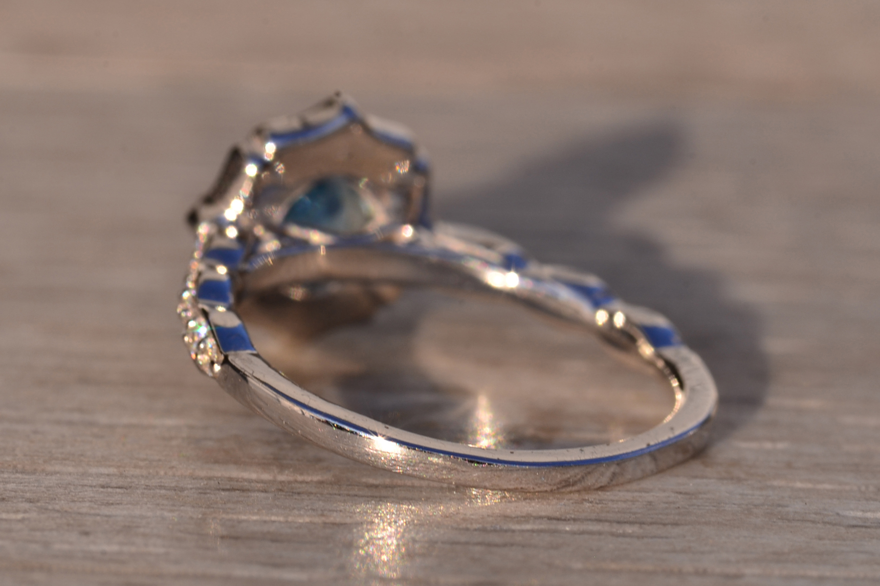 The 104th Avenue: Blue Topaz and Natural Diamond Ring in White Gold - Image 4
