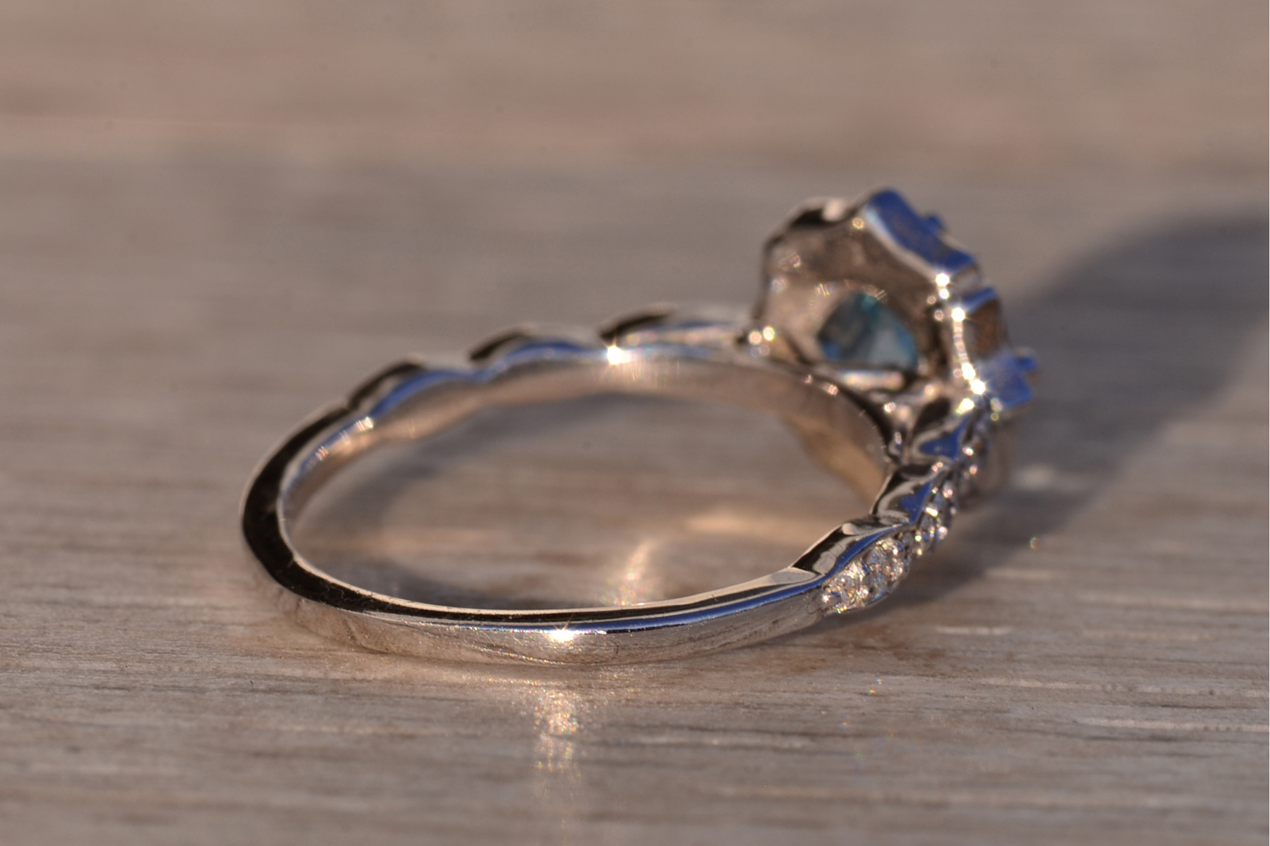 The 104th Avenue: Blue Topaz and Natural Diamond Ring in White Gold - Image 5