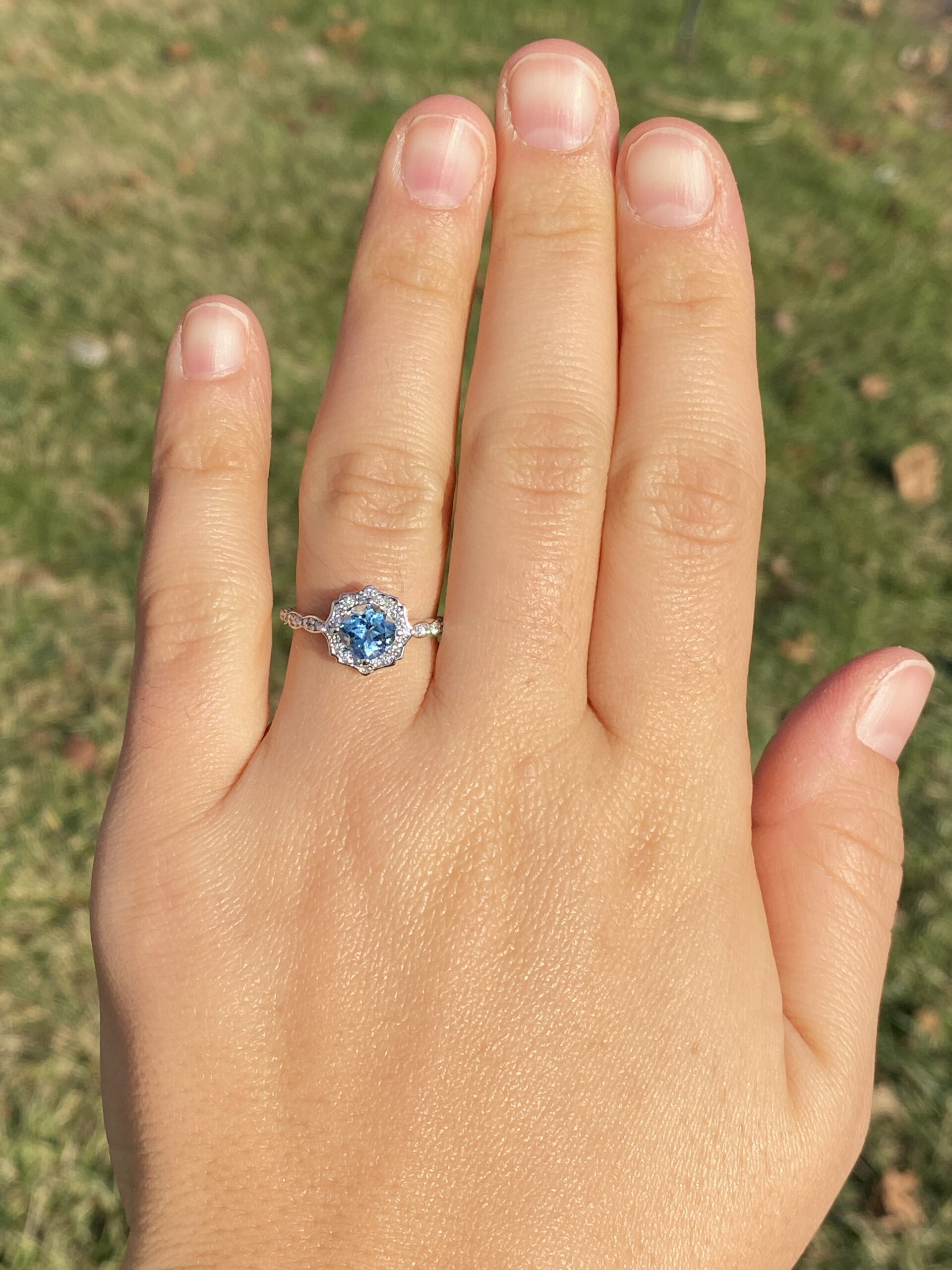 The 104th Avenue: Blue Topaz and Natural Diamond Ring in White Gold - Image 8