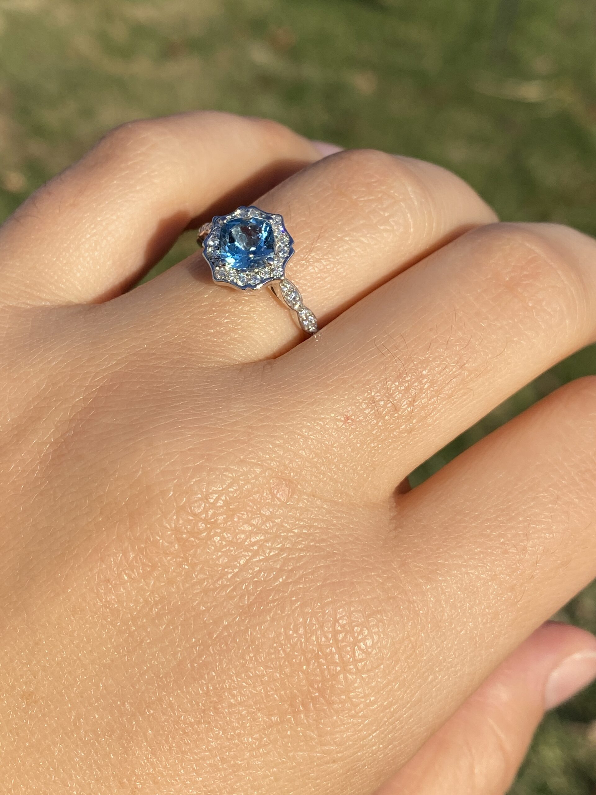 The 104th Avenue: Blue Topaz and Natural Diamond Ring in White Gold - Image 10