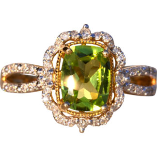 The 97th Avenue: Peridot and Natural Diamond Ring in Yellow Gold