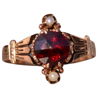 The 103rd Avenue: Georgian Garnet and Seed Pearl Ring in Rose Gold