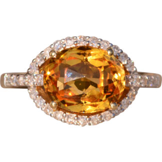 The 88th Avenue: Checkerboard Cut Citrine and Diamond Ring in Yellow Gold